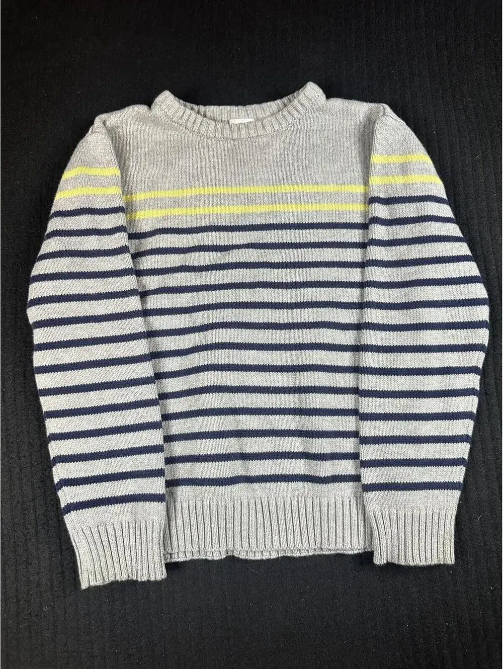 🧵✨ Boys Gray Striped Sweater, Sz Small(5-6), Gymboree, Crew 100% Cotton 🧵✨
